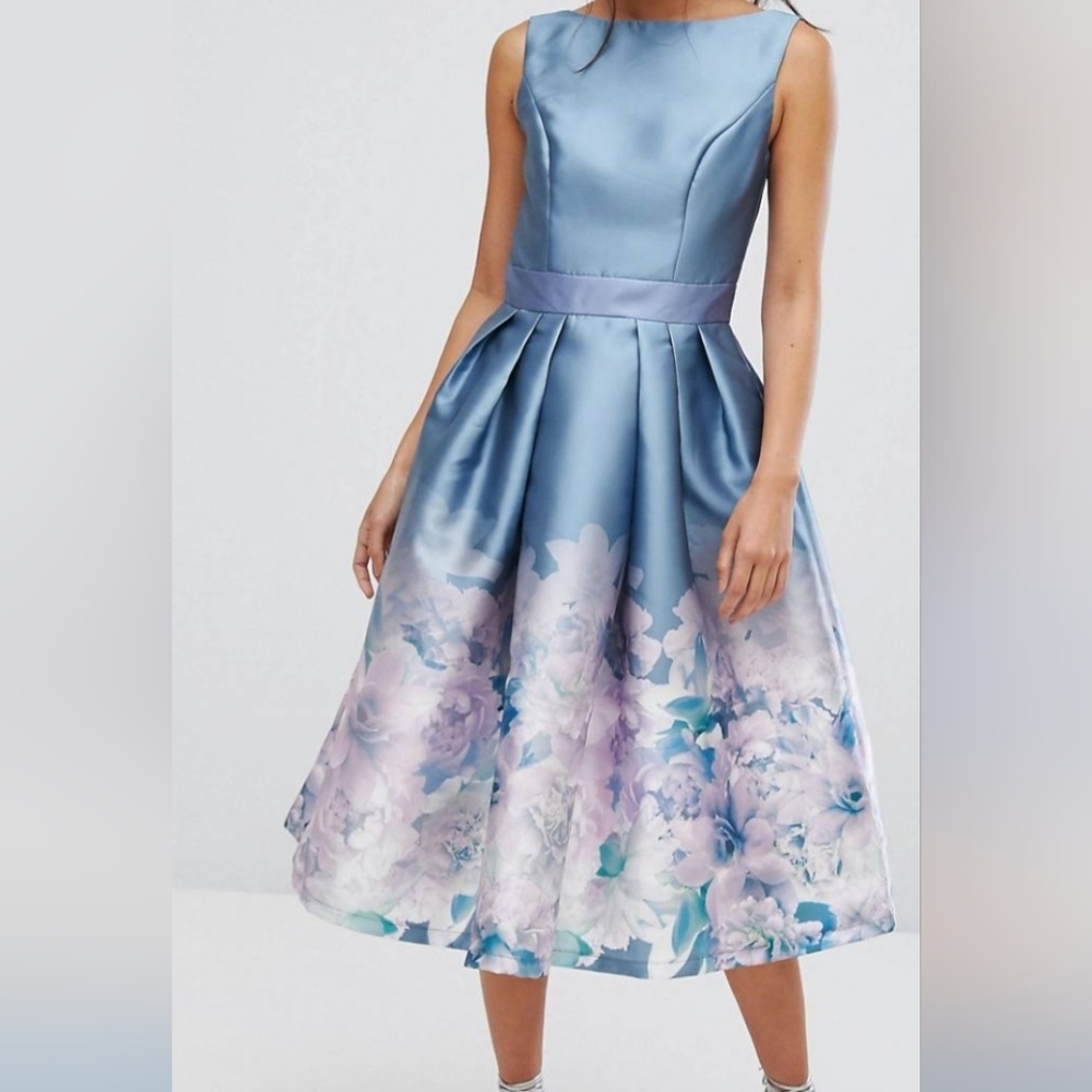 Chi Chi London Midi Dress with Border Print at Hem